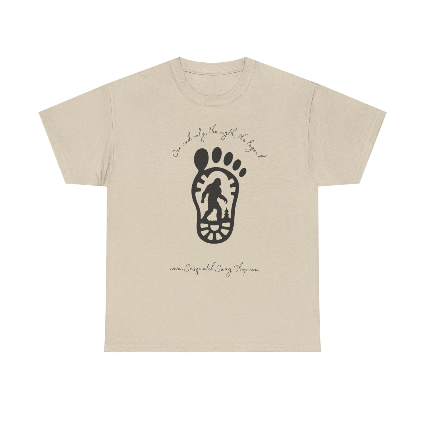 Bigfoot Footprint Graphic Tee — “One and only, the myth, the legend” Sasquatch T-Shirt