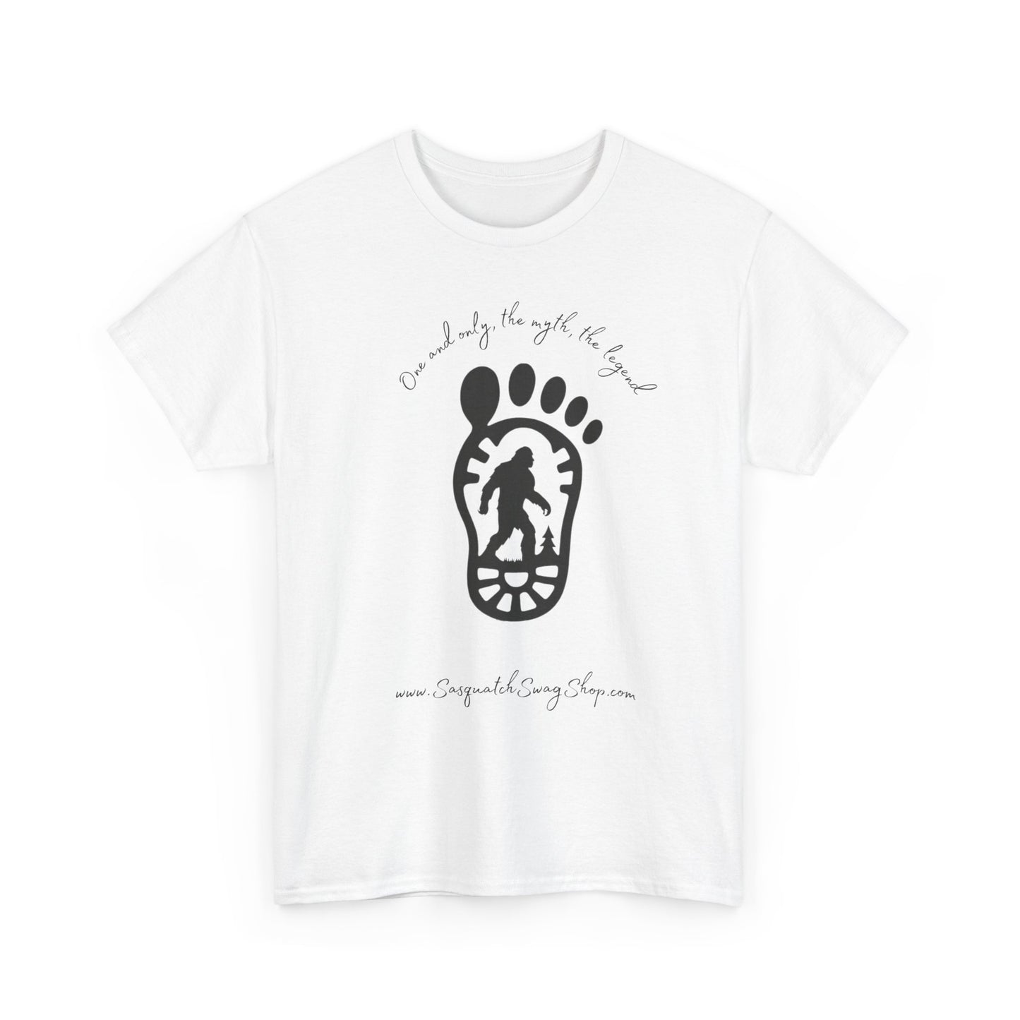 Bigfoot Footprint Graphic Tee — “One and only, the myth, the legend” Sasquatch T-Shirt