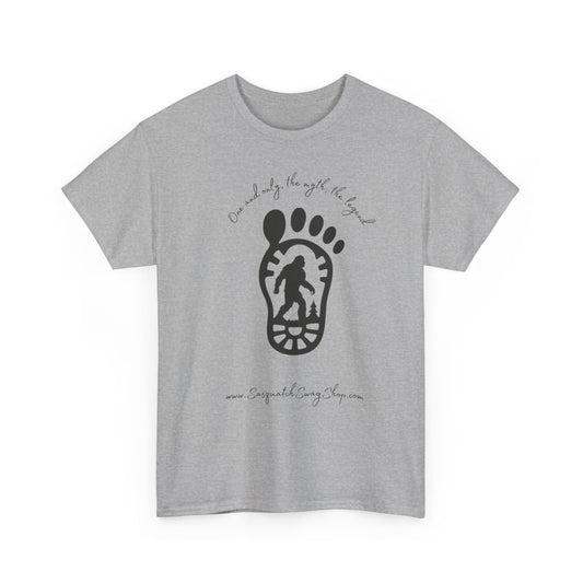 Bigfoot Footprint Graphic Tee — “One and only, the myth, the legend” Sasquatch T-Shirt