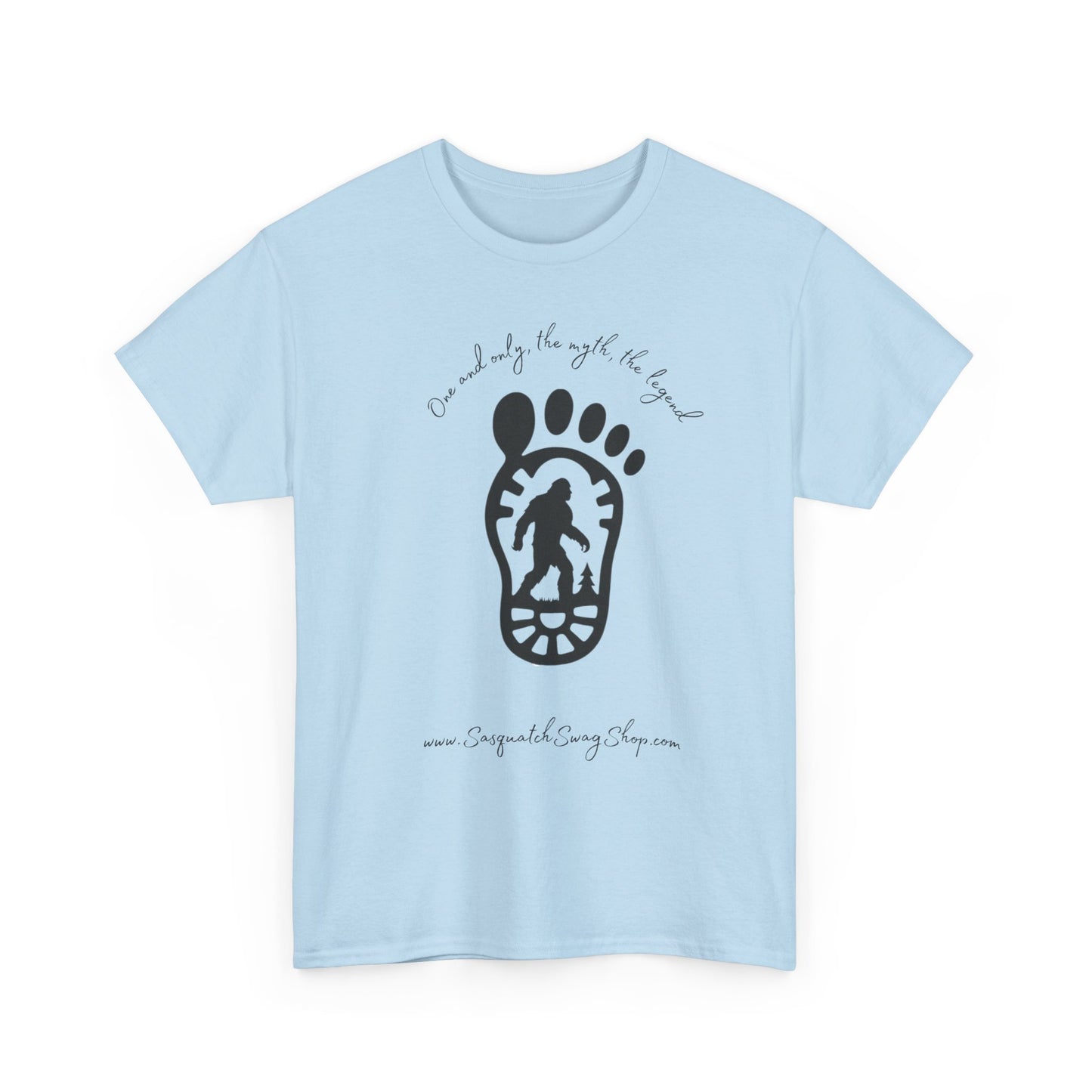 Bigfoot Footprint Graphic Tee — “One and only, the myth, the legend” Sasquatch T-Shirt