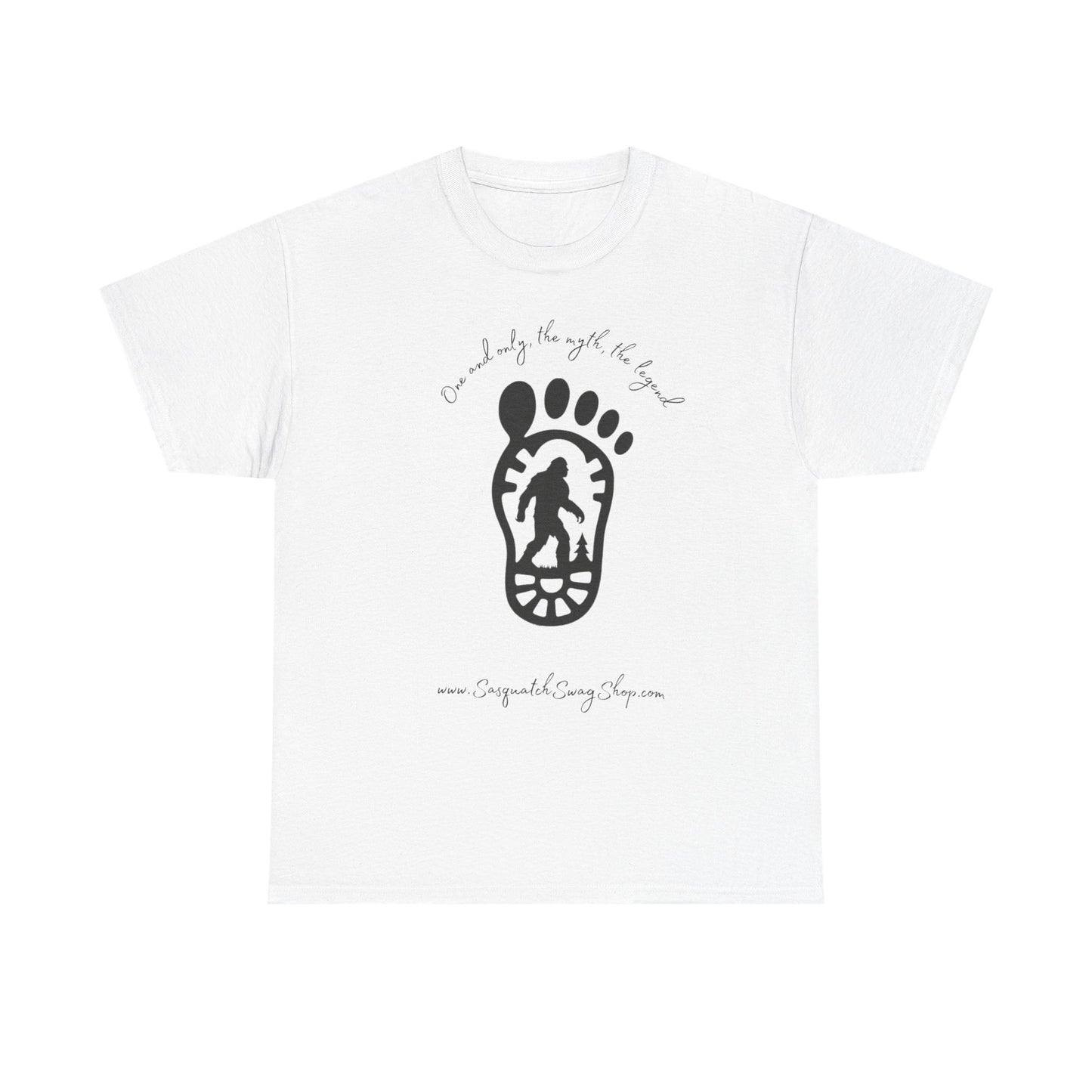 Bigfoot Footprint Graphic Tee — “One and only, the myth, the legend” Sasquatch T-Shirt