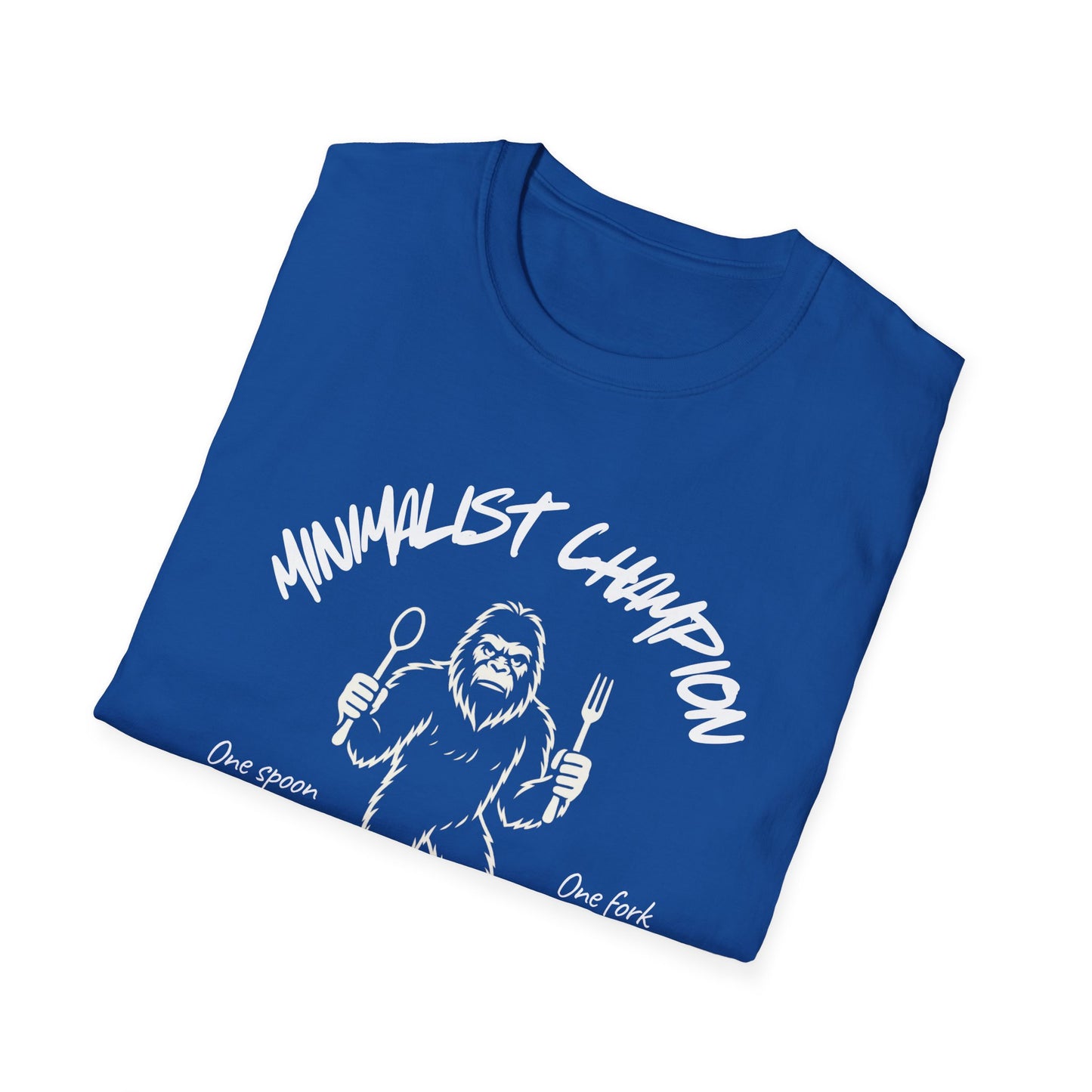 Minimalist Champion T-Shirt – ‘One Spoon One Fork’ Sasquatch Graphic